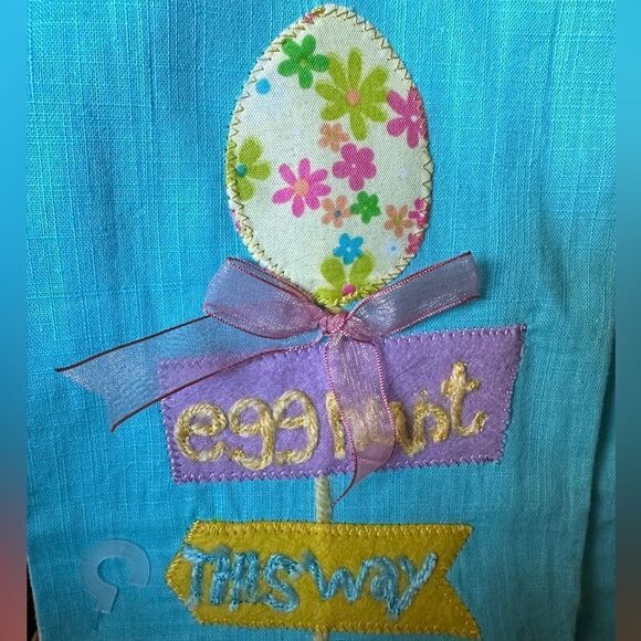 Pier 1 Imports Easter Kitchen Dish Towel 100% Cotton Easter Egg Hunt Hand Towel - Picture 6 of 7